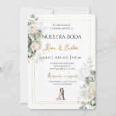 Emerald sage Spanish Wedding Invitation 招待状 (正面)