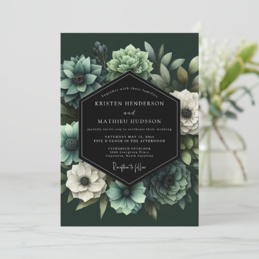 Emerald Sage Vesper Wedding 招待状 (スタンド正面)