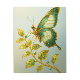 Emerald Swallowtail Butterfly Art - Gold Emerald メタルプリント