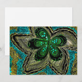 Emerald Teal Mandala Flower Flat Holiday Card シーズンカード (正面/裏面)