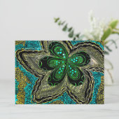 Emerald Teal Mandala Flower Flat Holiday Card シーズンカード (スタンド正面)