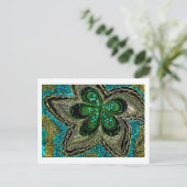 Emerald Teal Mandala Flower Postcard ポストカード (スタンド正面)