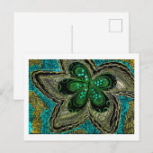 Emerald Teal Mandala Flower Postcard ポストカード (正面/裏面)