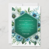 Emerald Teal Palette Wedding 招待状 (正面)