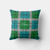 Emerald & Teal Rustic Plaid Pattern Personalized  クッション (裏面)