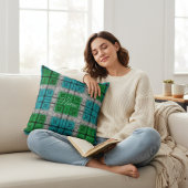 Emerald & Teal Rustic Plaid Pattern Personalized クッション