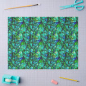 Emerald Teal Sea Glass Mosaic Abstract Pattern 薄葉紙 (クラフト)