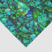 Emerald Teal Sea Glass Mosaic Abstract Pattern 薄葉紙 (詳細)