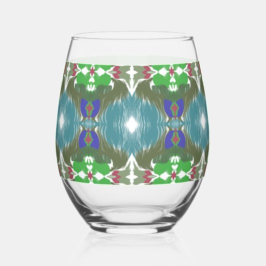 Emerald Tide Kaleidoscope ステムなしワイングラス (正面)