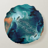 Emerald Tides in Motion ラウンドクッション (裏面)