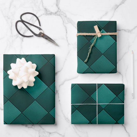 Emerald Tile Pattern – Modern Luxury ラッピングペーパーシート (正面)