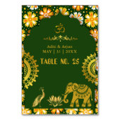 emerald traditional hindu motifs wedding seating  テーブルナンバー (裏面)