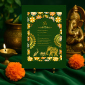 Emerald traditional Marigold Hindu Wedding 出欠カード