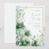 Emerald Translucent Hellebore Botanical Frame 招待状 (正面/裏面)