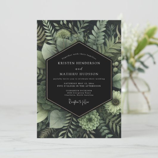 Emerald Twilight Foliage Wedding 招待状 (スタンド正面)