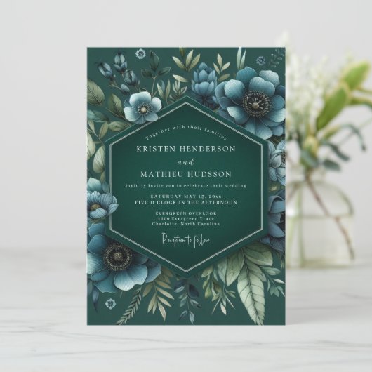 Emerald Umbral Bloom Wedding 招待状 (スタンド正面)