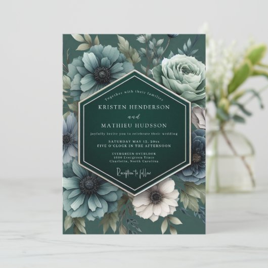 Emerald Vesperal Bloom Wedding 招待状 (スタンド正面)