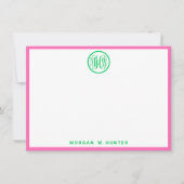 Emerald Vine Script Monogram Font DIY BG Hot Pink サンキューカード (正面)