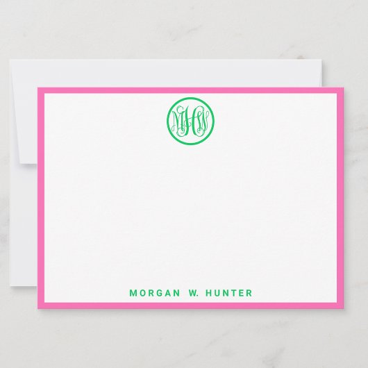 Emerald Vine Script Monogram Font DIY BG Hot Pink サンキューカード