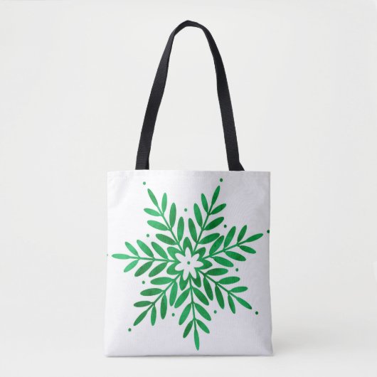 Emerald Watercolor Snowflake トートバッグ (正面)