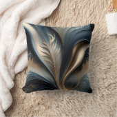 Emerald Whisper - Teal - Gold Abstract Floral Art クッション (ブランケット)