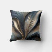 Emerald Whisper - Teal - Gold Abstract Floral Art クッション (裏面)