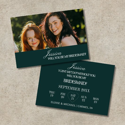 Emerald Will You Be My Bridesmaid Proposal Card 招待状