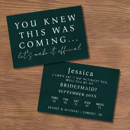 Emerald Will You Be My Bridesmaid Proposal Card 招待状