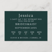 Emerald Will You Be My Bridesmaid Proposal Card 招待状 (裏面)