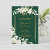 Emerald Winter Elegant Gold Floral Luxury Wedding 招待状 (スタンド正面)