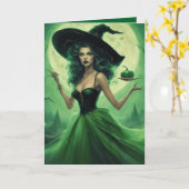Emerald Witch curse Halloween greeting card カード (黄色い花)