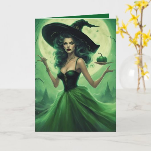 Emerald Witch curse Halloween greeting card カード (黄色い花)