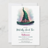 Emerald Witch Hat Wickedly Good Time Halloween 招待状 (正面)
