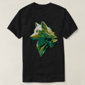 Emerald Wolf Geometric Cosmic Animal Art Tシャツ (デザイン正面)