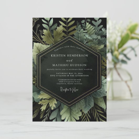 Emerald Woodland Botanical Wedding 招待状 (スタンド正面)