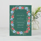 Emerald Wreath Floral Romance Wedding 招待状 (スタンド正面)