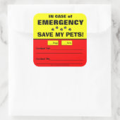 Emergency Alert 救 My Pets  Stickers スクエアシール (バッグ)