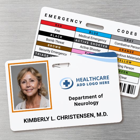  Emergency Codes Hospital Employee Photo ID Badge バッジ