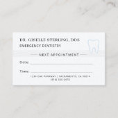 Emergency Dentistry Dentist Tooth Appointment Card 名刺 (正面)