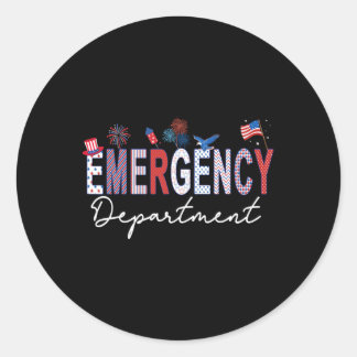 Emergency Department 4th Of July Usa Emergency Roo ラウンドシール