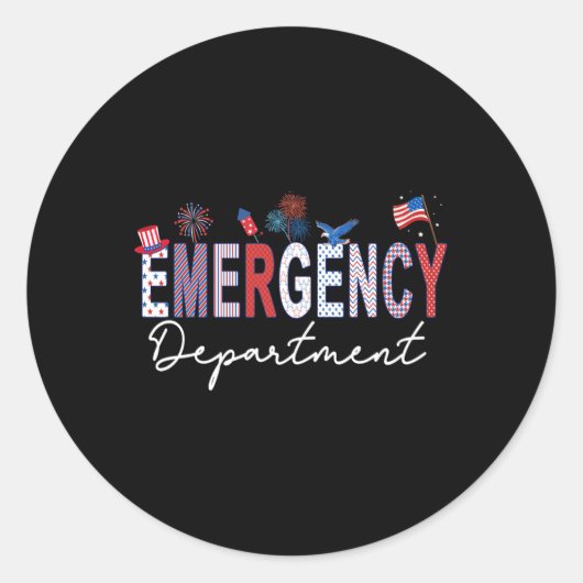 Emergency Department 4th Of July Usa Emergency Roo ラウンドシール (正面)