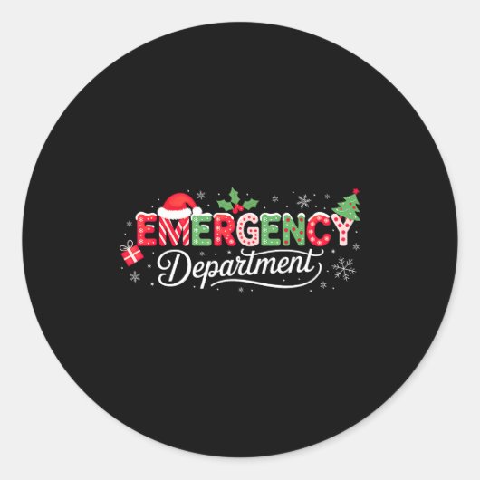 Emergency Department Christmas Santa Er  ラウンドシール (正面)