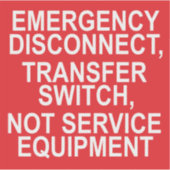「EMERGENCY DISCONNECT TRANSFER SWITCHステッカー シール (正面)