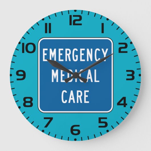 Emergency Medical Care Road Sign ラージ壁時計 (正面)