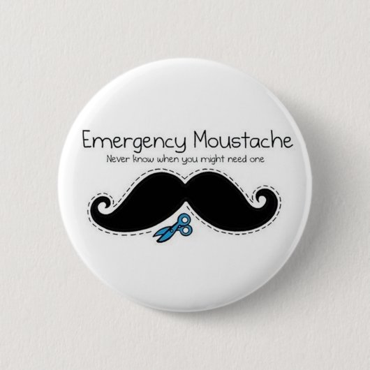 Emergency moustache 缶バッジ (正面)