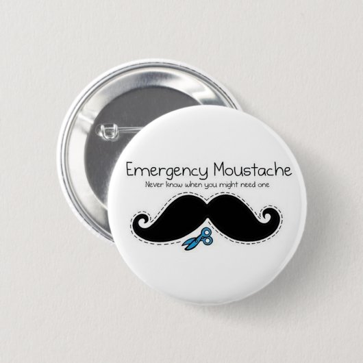 Emergency moustache 缶バッジ (正面&裏面)