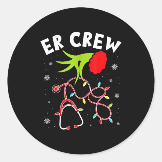 Emergency Room Christmas Er Crew Nurse Xmas Holida ラウンドシール (正面)