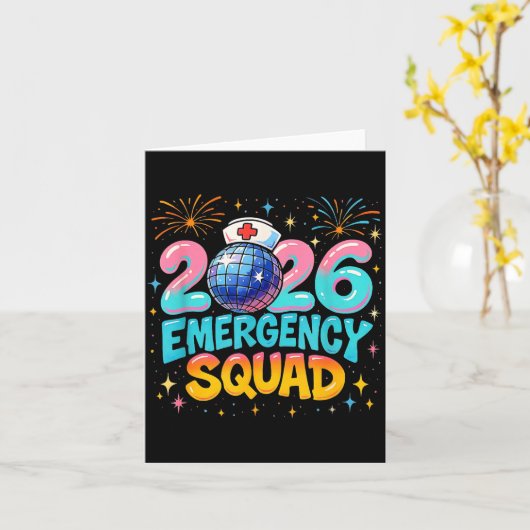 Emergency Squad New Year 2026 Medical Crew Nurse E カード (黄色い花)