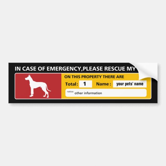 Emergency Sticker (great dane) バンパーステッカー (正面)