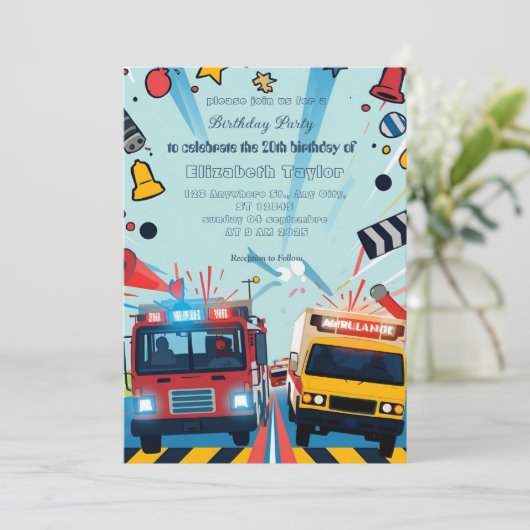 Emergency Vehicles party invitation 招待状 (スタンド正面)